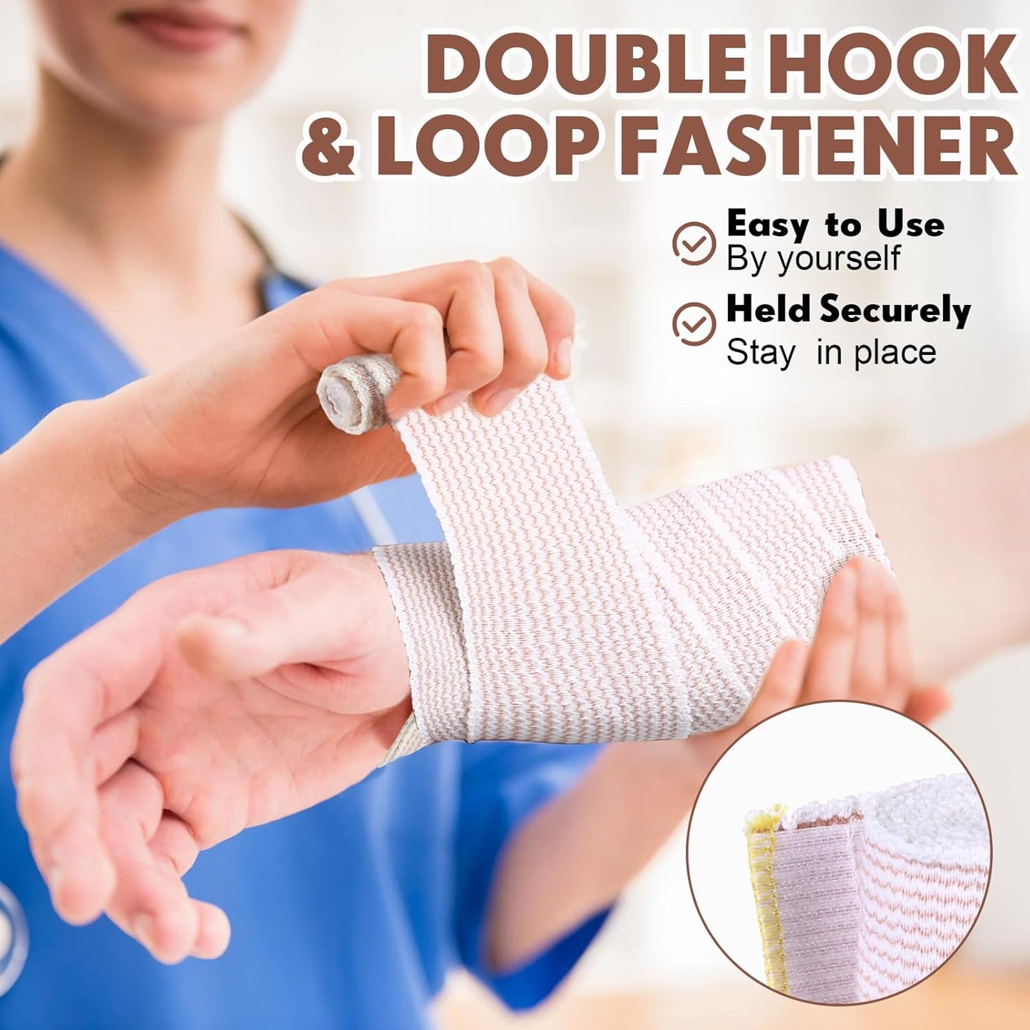 LEIFIDE 36 Pack Compression Bandage Wrap with Self Closure on Both Ends Elastic Bandage for Legs, Knees, Ankles, Wrists, Elbows, Shoulders, Athletic Stretchable Wrap(2 Inch,Yellow Trim)