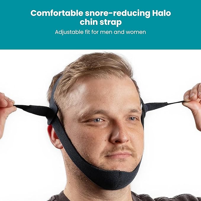 LifeSource Made in USA Anti Snoring Halo Chin Strap for CPAP Users, Chin Strap for Snoring Solution, Breathable, Adjustable, Latex Free, Comfortable Sleep Support for Men & Women, Snoring Support