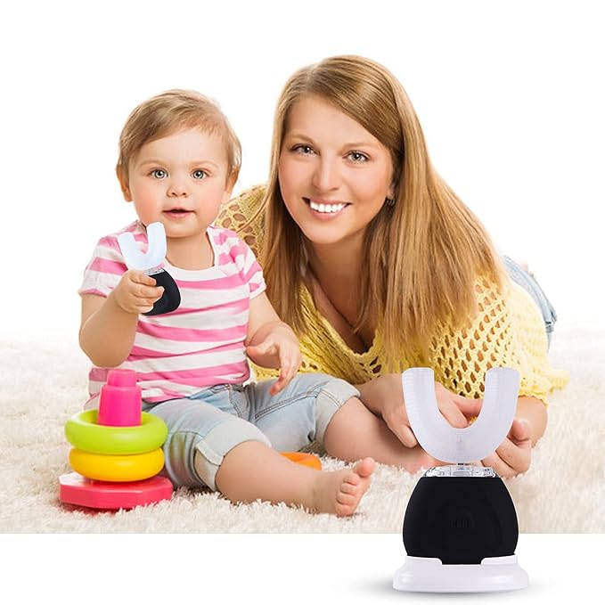 Automatic U-Shaped Ultrasonic 360 Auto Toothbrush with Whitening Blue Light for Adults