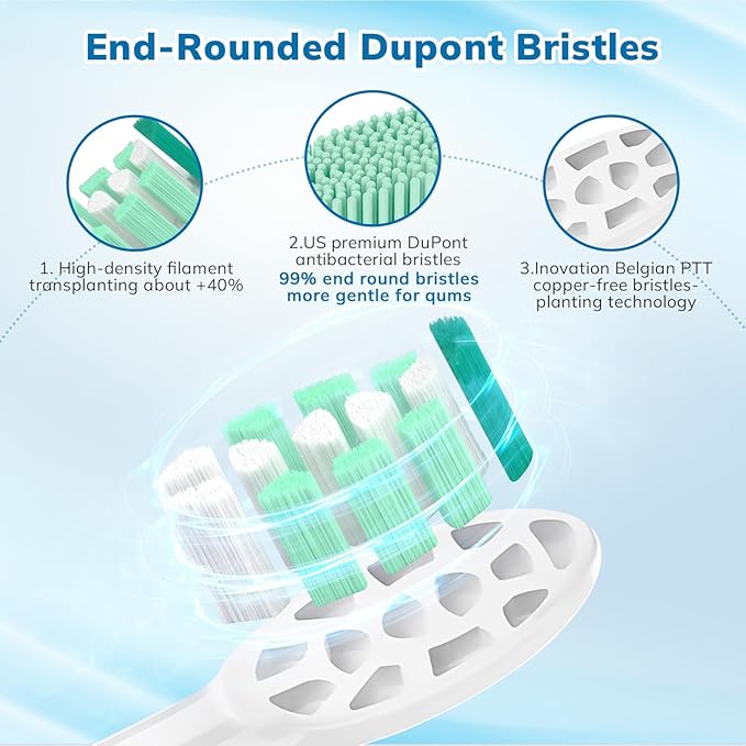 Replacement Toothbrush Heads Compatible with Philips Sonicare：16 Pack Soft Replacement Electric Brush Head for 4100 5100 6100 HX9023/65 W Optimal Control Snap-on System (White)