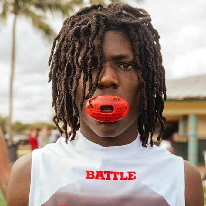 Battle Sports Oxygen Football Mouthguard - Football Mouth Guard with Strap, Superior Airflow & Better Performance, Maximum Breathability, Works with Braces