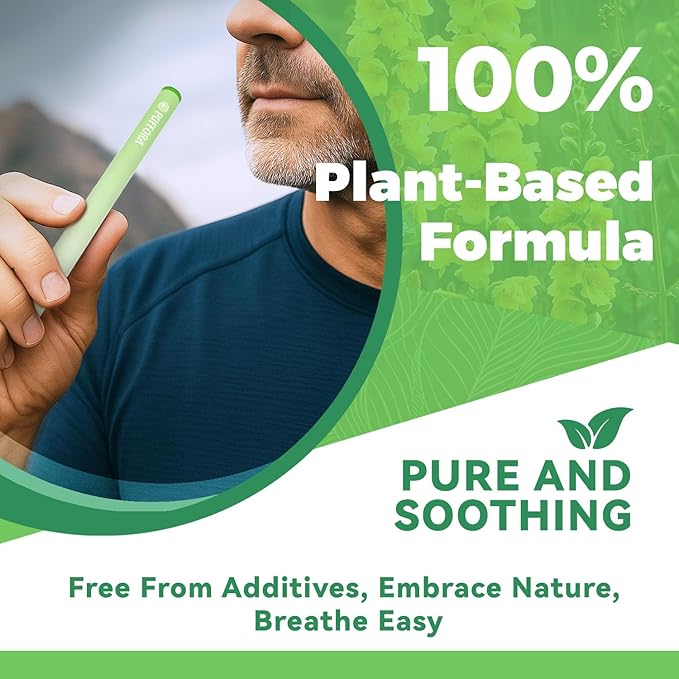 Herbal Diffuser Pen, Supports Lung Rest & Wellness, Breathing and Oral Air Freshening, Plant Based-Mullein, Licorice Root, Marshmallow Root, Thyme Leaf, Mint Oil, Natural Alternative - 600 Uses