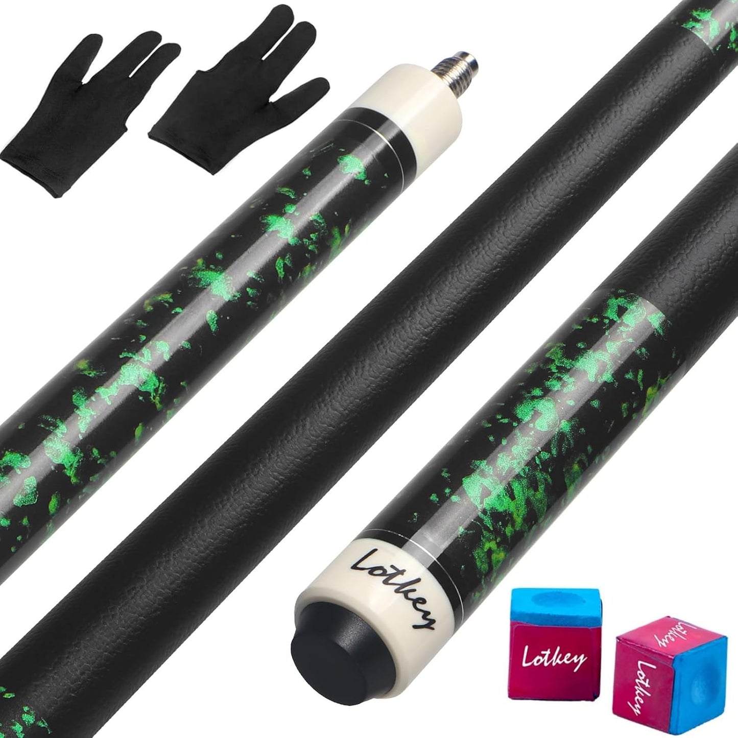 LOTKEY Pool Cue Set of 4-58 Inch 18~21 oz Canadian Maple Professional Billiard Cue Sticks, Pool Cue Stick with Extra 2 Pool Chalks, Pool Sticks for Adults, Durable, for Billiard Players