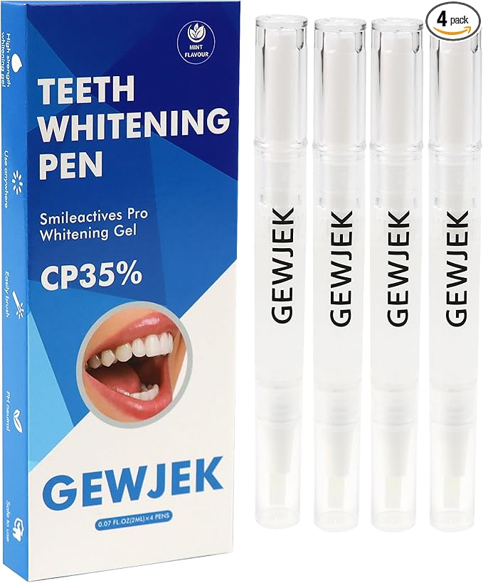 Teeth Whitening Pen 4 Pcs, 35% Carbamide Peroxide Gel, Tooth Paint & Teeth Whitening Gel as Effective Tooth Whitener, Removes Tough Stains Coffee, Wine, Tea, Sensitive Teeth-Friendly, Travel-Portable