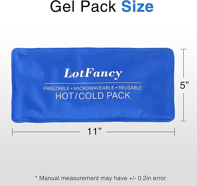 LotFancy Ice Pack for Injuries, Pack of 2, FSA HSA Eligible, Reusable Hot Cold Pack for Therapy, Cooling or Heating Pad for First Aid, Back Shoulder Neck Head Feet Pain Relief, 11 x 5 Inches