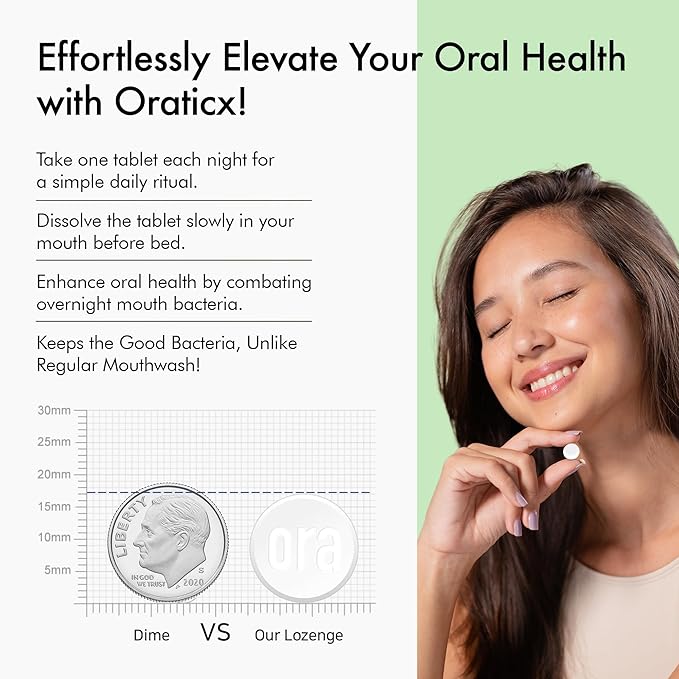 OraTicx Green Breath Oral Care Probiotics, Naturally Support Freshens Bad Breath & Healthy Mouth, Dental Probiotic Supplement 8 Billion CFU, Mint Flavor 30 Lozenges 1-PK
