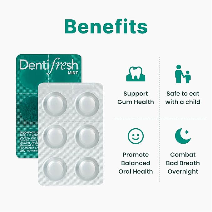 K-Nutra Dentifresh Mint Xylitol Tabs – Oral Probiotics for Bad Breath, Dry Mouth & Fresh Breath, 7 Billion CFU, Sugar-Free, GMO-Free, Gluten-Free, Natural Mint Flavor, 30 Tablets (Improved Formula)