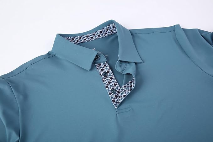 Alex Vando Mens Golf Shirt Moisture Wicking Quick-Dry Solid Short Sleeve Polo Shirts for Men