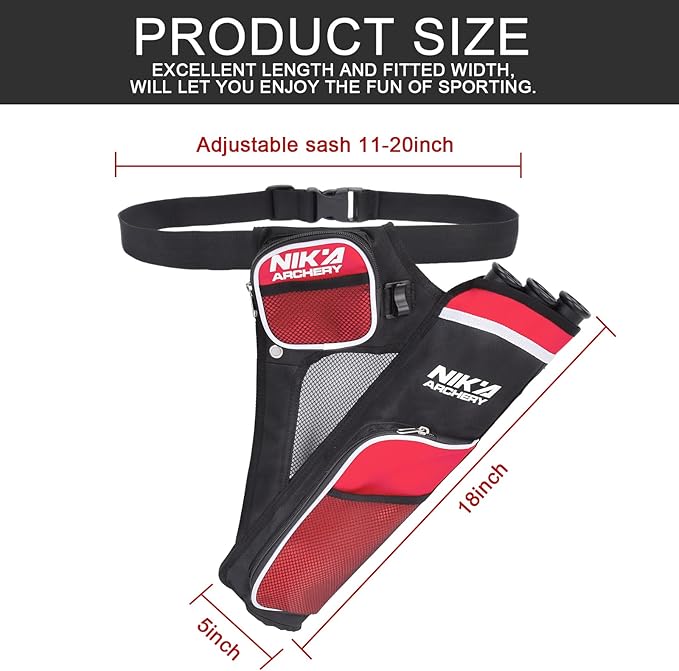 Archery Arrow Quiver Holder, 3-Tubes Hip Quiver Arrow Bag with Adjustable Belt for Youth & Adults Arrows Hunting Target Practicing