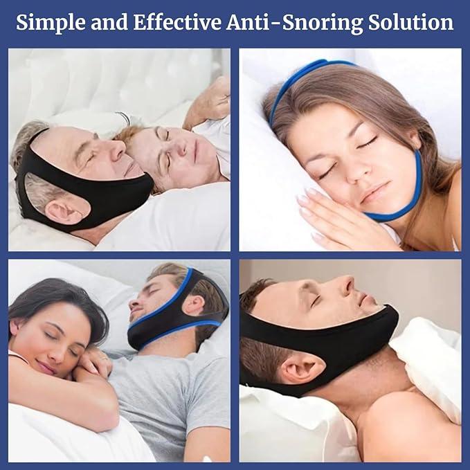 2Pcs Airflow Jaw Strap, Anti Snoring Chin Strap for Sleeping, Adjustable Chin Strap for Men and Women, Breathable Chin Strap to Keep Mouth Closed, Effective Anti Snoring Solution