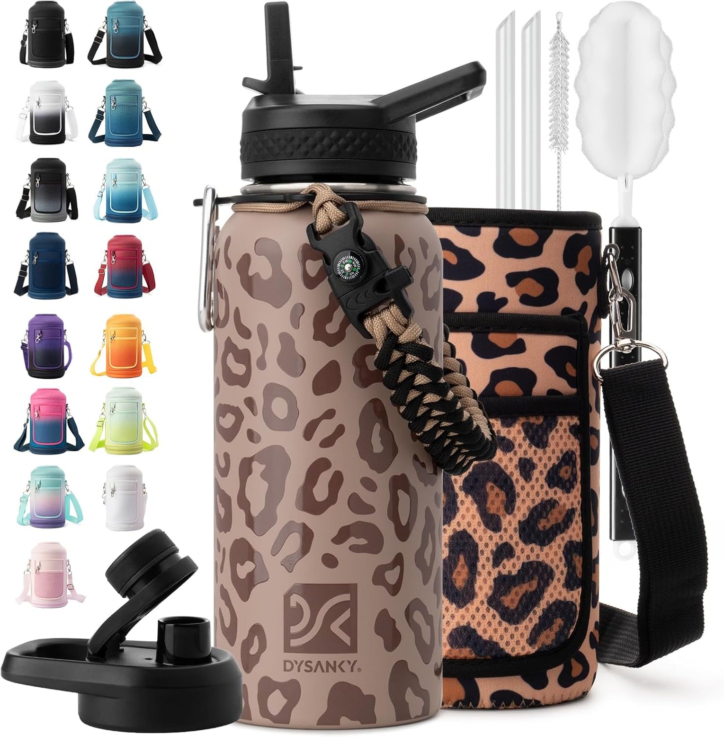 Insulated Water Bottle | Thickened Stainless Steel Vacuum Metal | Portable Sports Water Jug for Gym and Hiking with Straw, Carrier Bag, Handle Strap | BPA-Free 32 oz