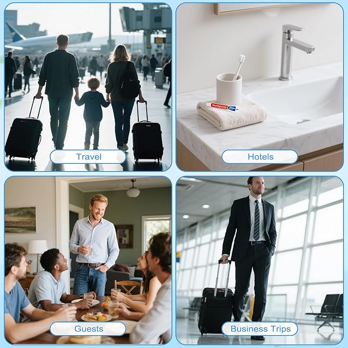 100 Tubes Bulk Travel Size Mini Toothpaste, 0.35 oz Disposable Mint Flavor Pocket Teeth Paste Small Essential Toothpaste for Travel, Home/Hotel/Guests/Charity/Homeless/Camping Oral Care (Single Use)