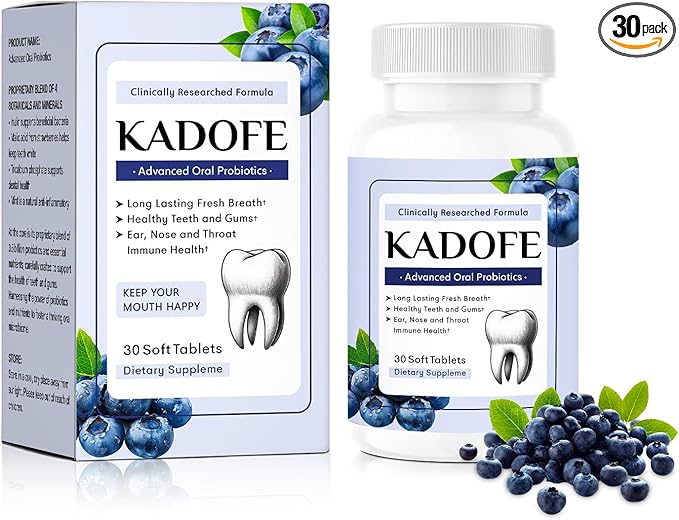 Oral Probiotics for Teeth and Gums & Fresh Breath - Gum Restore & Bad Breath Treatment for Adults |3.5 Billion Advanced Oral Probiotics for Bad Breath, Chewable 30 Tablets (Blueberry-1pcs)