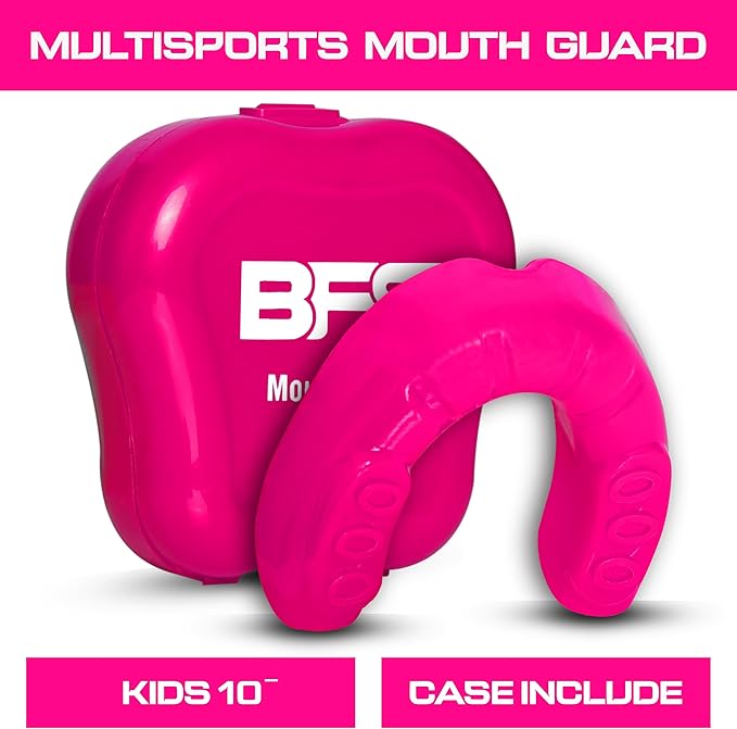 Sports Mouth Guard for Kids,Youth,Boys,Girls,Child Teen Mouthguard with Case (BPA Free) for Boxing, Martial Arts,MMA Karate,Lacrosse,Football,Soccer and All Contact Sports (Pink)