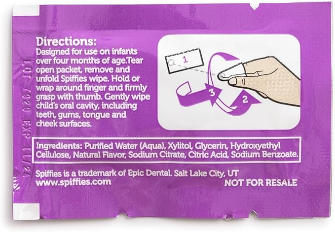 Baby Teeth Wipes - Grape Flavor, Xylitol-Enriched Baby Gum Cleaner & Dental Wipes for Teething Relief and Teeth Cleaning - Safe for Infants & Toddlers, 20 Count (Pack of 6)