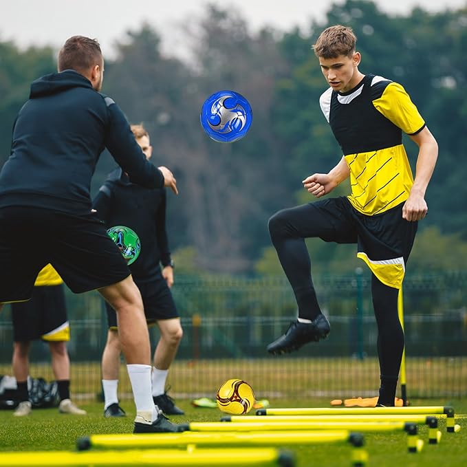 12 Pcs Soccer Balls Bulk Size 4 Soccer Balls with Pump Soft Football Outdoor Indoor for Sport Training Practice Game Gift for Youth Teen Adult