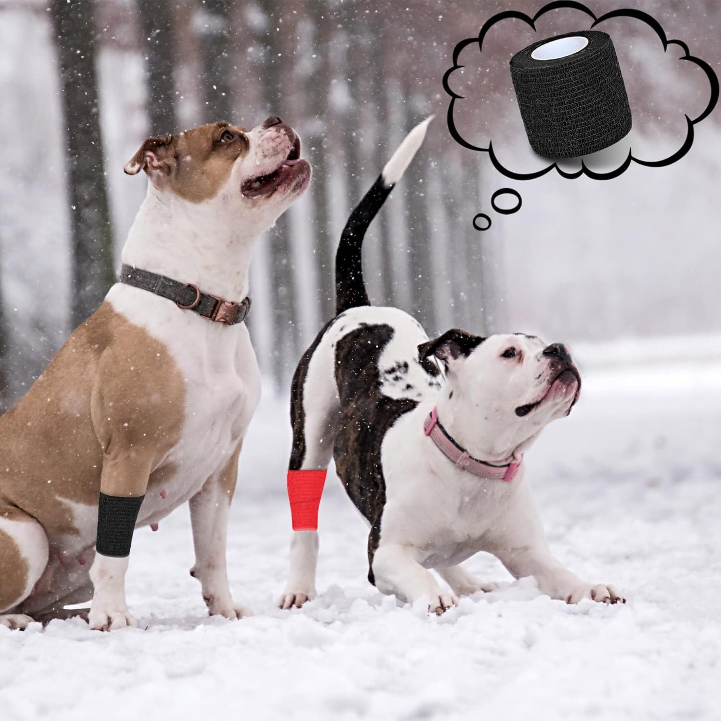 8 Pack 2 in x 5 Yards Cohesive Wrap Self Adhesive Bandage Wrap Elastic Self Adherent Wrap Self Stick Vet Tape for Athletic, Wrist, Ankle, Knees, Pets (Black)