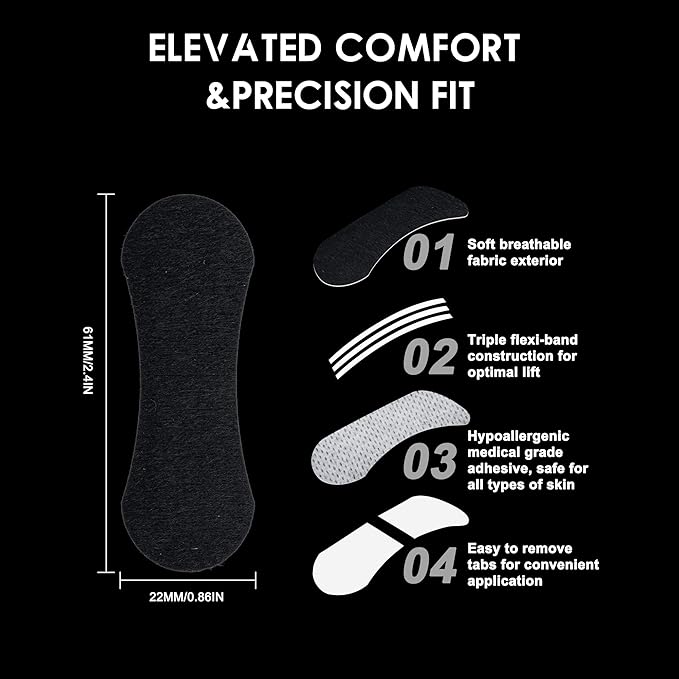 60Pcs Nasal Strips for Snoring, Nose Strips for Breathing, Snore Strips for Men & Women, Helps Reduce Snoring & Improves Sleep (Black)