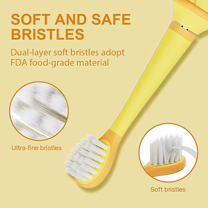 KIWIBIRD Kids Electric Toothbrush for Ages 3–10 | Toddler Sonic Toothbrush with 4 Modes & Soft Silicone Bristles | 2-Min Timer Pressure Sensor | 45-Day Rechargeable Battery | IPX8 Waterproof (Blue)