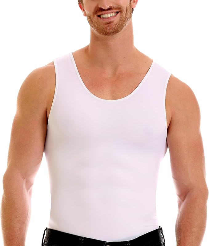 Insta Slim -Made in USA- Compression Tank-Top Shapewear for Men. Tummy Control Slimming Body-Shaper for Belly & Back Support