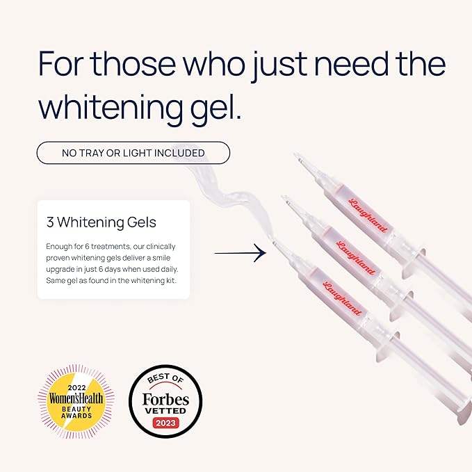 Laughland Original Teeth Whitening Gel 3 Pack, Tooth Whitener, Made with 8% Hydrogen Peroxide, Glycerin, Aloe Vera & Mint, at Home Dental Care, Travel Friendly, 6 Treatments (3 Pack, Original)