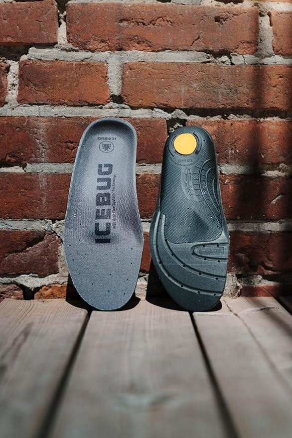 Icebug Comfort Insoles with Dynamic Arch Support, Charcoal High Arch, M 4/W 5.5-6