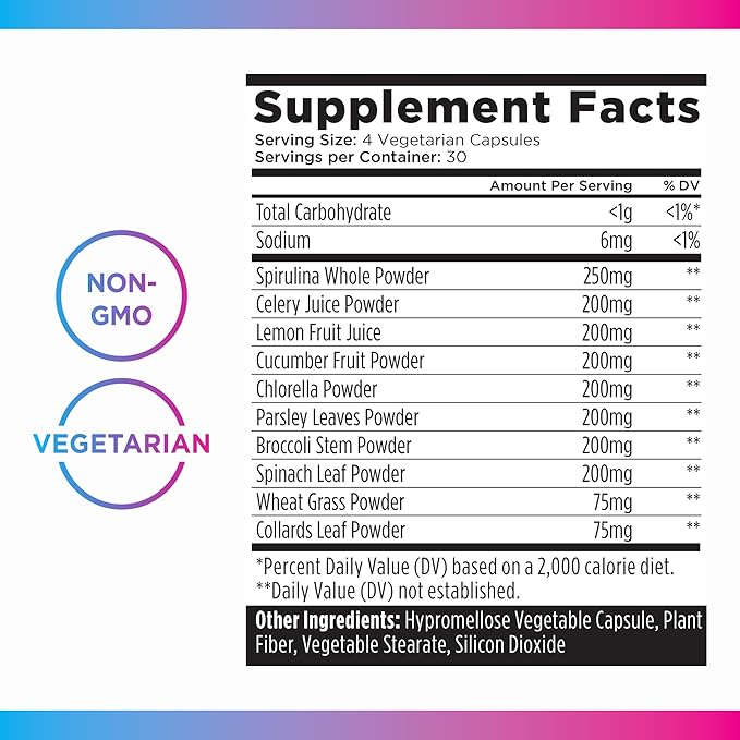 Livingood Daily Greens Capsules, Super Greens Supplement with Spirulina, Chlorella, Broccoli, Spinach, Celery, Lemon & More, Plant Based for Digestion & Gut Health, Non GMO, Vegetarian, 120 Ct