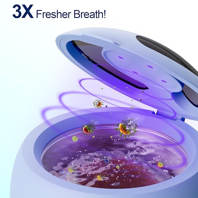 Upgraded Ultrasonic Retainer Cleaner, 45kHz Retainer Cleaner Machine for Denture Cleaner, Retainer Cleaner, Mouth Guard Cleaner, Night Guard Cleaner, Denture Cleaner with 200ML Dental Cleaning Pod1