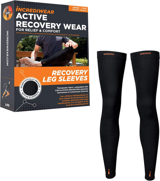Incrediwear Leg Sleeve 2pk – Full Length Long Leg Sleeve for Leg Pain Relief & Muscle Recovery, Helps Reduce Swelling & Inflammation, Promotes Circulation, Leg Sleeves for Men & Women (Black, Small)