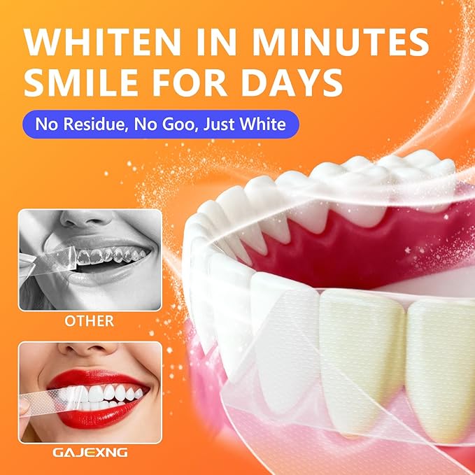 Teeth Whitening Strips, 42 Treatments (84 Strips) White Strips for Sensitive Tooth Whitening Kit, Enamel-Safe, Residue-Free, Non-Slip,Removes Coffee & Wine Stains, Mint