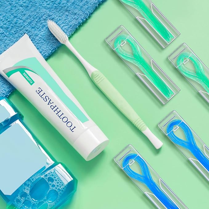 Vesici 600 Pcs Dental Floss Threader for Bridges, Braces, and Implants Dental Threader, Multifunctional Nylon Loop Design for Your Teeth, Pack of 12(Blue and Green)