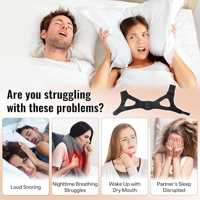 2PCS Chin Straps for Sleeping, Anti Snore Chin Strap to Keep Mouth Closed, Breathable & Ajustable for Men and Women