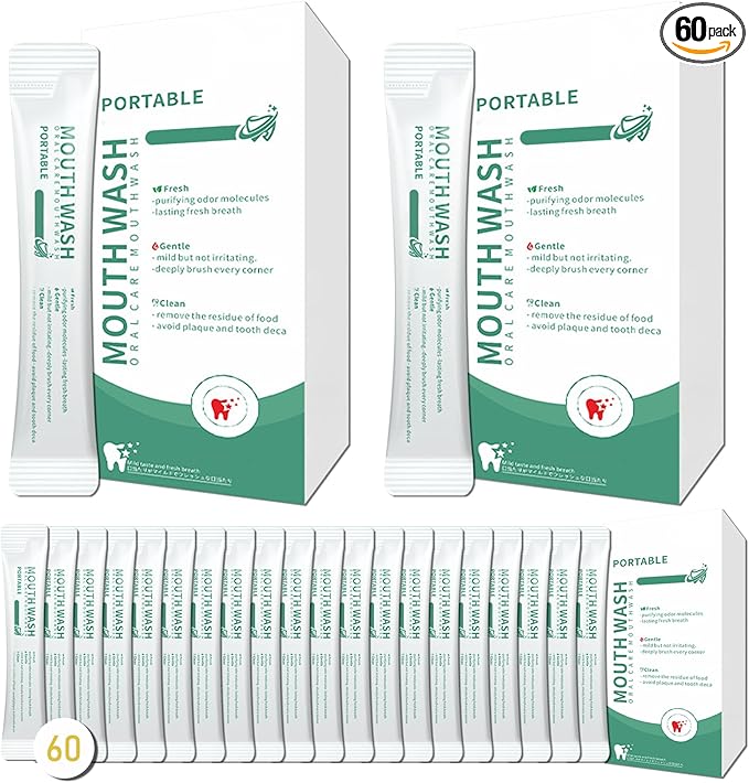 60PCS Travel Size Mouthwash,Portable Mini Mouthwash,Long-Lasting Freshness Travel Mouth Wash for Oral Care A52