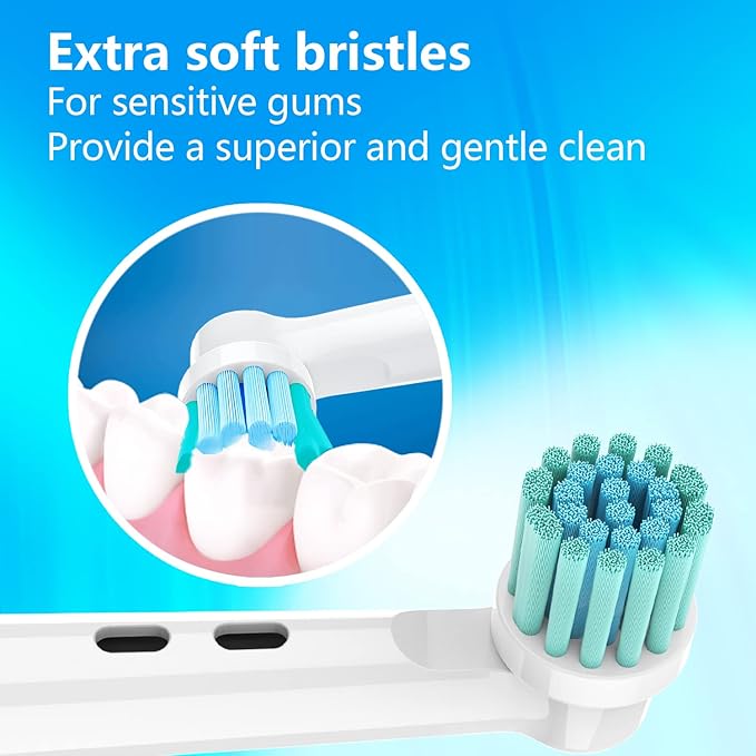 Replacement Toothbrush Heads Fit for Oral B Electric Toothbrushes, 8pcs, Extra Soft Bristles for Sensitive Gums Care, Round Head for Pro Timer