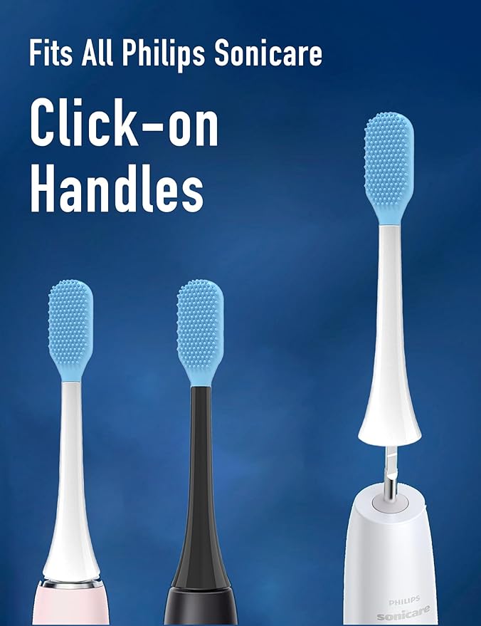 Tongue Scraper Heads Compatible with Philips Sonicare Click-On Handles – Gentle & Effective Tongue Cleaner, Fresh Breath, 3 Pack, Replacement Brush Heads (Black, one Size)