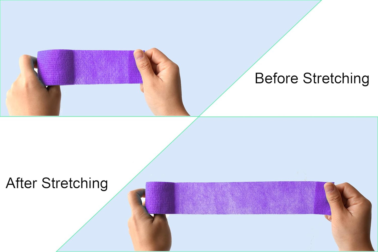 15 Pack Cohesive Wrap 2 Inch x 5 Yards Self Adherent Vet Tape for Pets, Elastic Self Adhesive Bandage Wrap for Sports, Finger, Wrist, Ankle (Purple)