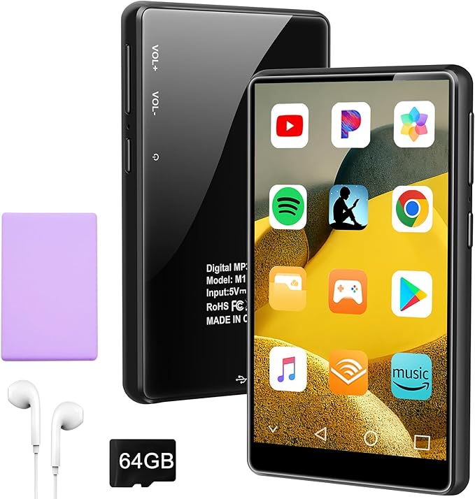 96GB MP3 Player with Bluetooth and WiFi, 4.1" Touch Screen, Silicone Protective case, Octa-core, MP4 MP3 Player for Spotify, Pandora, 96GB Storage Up to 1Tb, Android Music Player for Parental Control