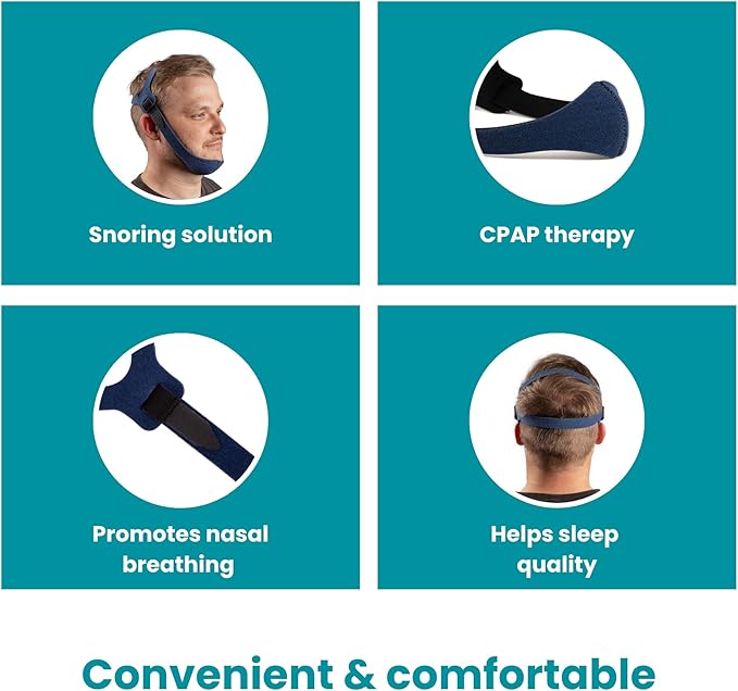 LifeSource Made in America Snoring Halo Chin Strap for CPAP Users, Chin Strap for Snoring Solution, Breathable, Adjustable, Latex Free, Comfortable Sleep Support for Men & Women