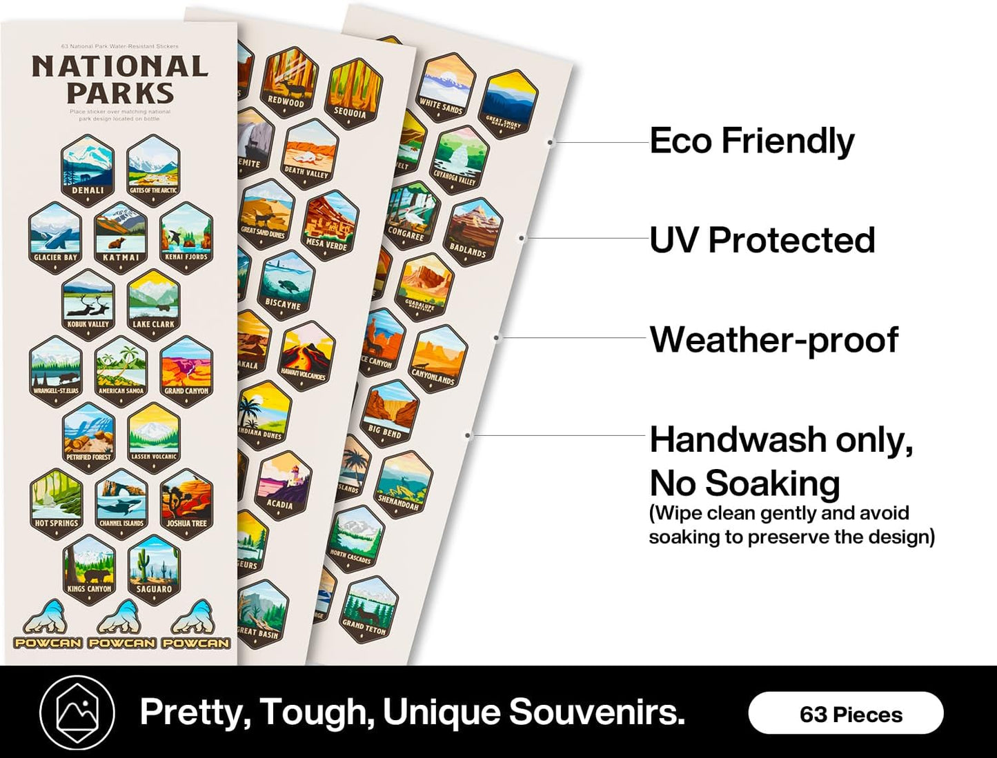 26 oz National Parks Water Bottle with Waterproof Stickers: 2-in-1 Straw Spout Lid, Keep Cold 24H, Leakproof, Car CupHolder Friendly, Insulated Stainless Steel Cup for Travel, Sports, School (Black)