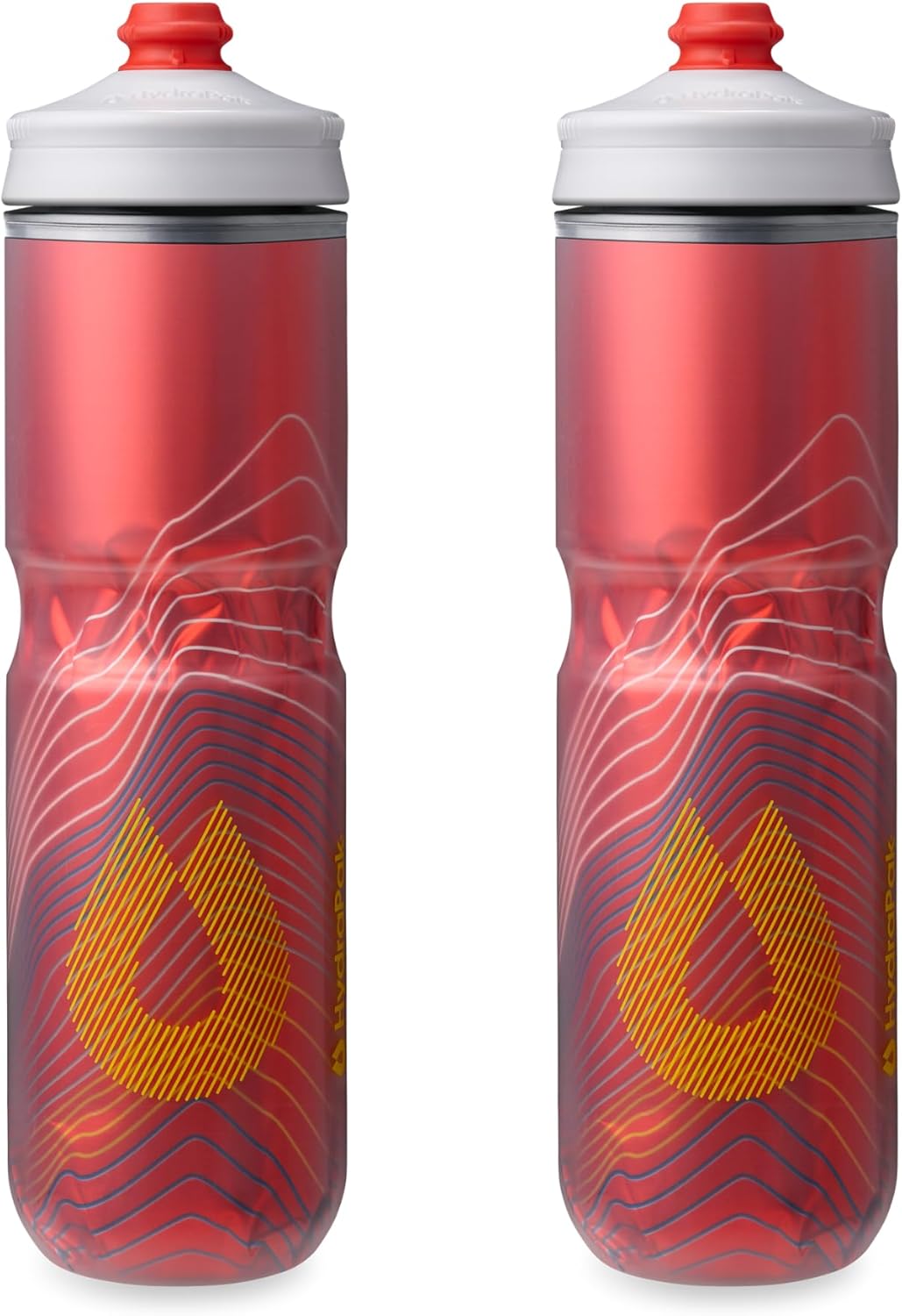 HydraPak Polar Surge Insulated Bike Water Bottle 2-Pack (20oz or 24oz) - High Flow, Fits Most Bike Cages, For Cycling & Sports
