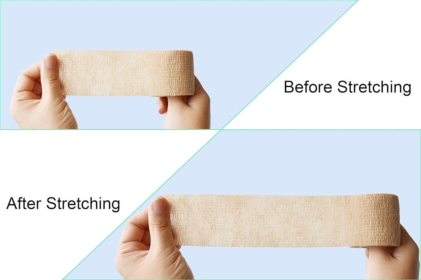 10 Pack Self Adherent Bandage Wrap Elastic Cohesive Bandage Self Adhesive Tape Vet Wrap Tape 2 Size (8Pack 2'' and 2Pack 1''), Skin Color