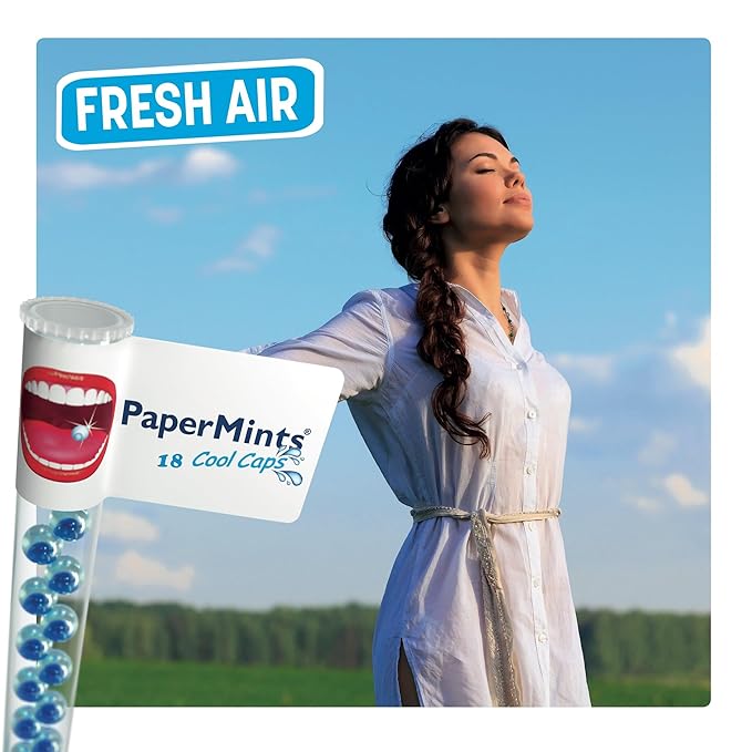 PaperMints CoolCaps - Instant Fresh Breath Mints Sugar-Free, 3 x Tubes of 18 capsules. Extreme Bad Breath Treatment for Adults
