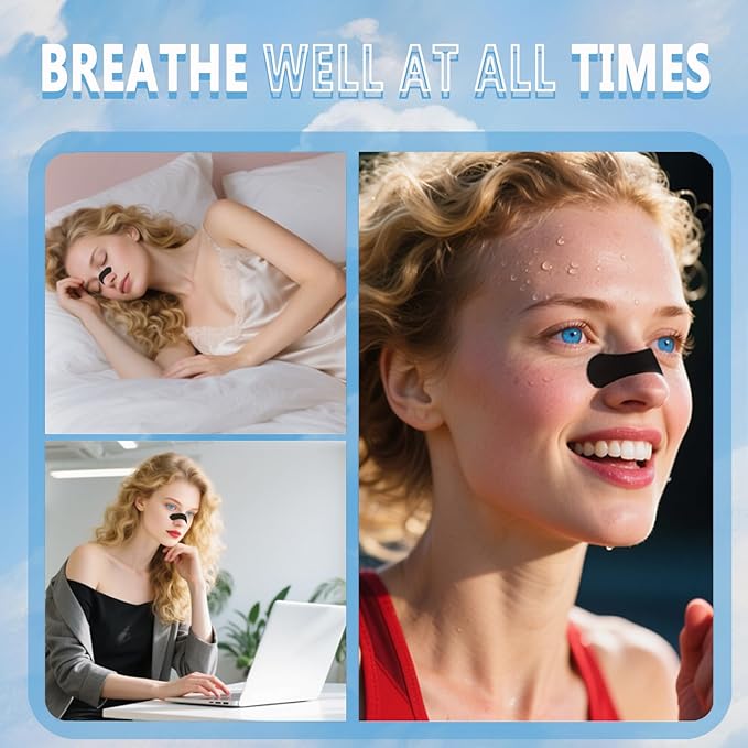 Nasal Strips for Snoring (60 Count),Nasal Strips for Breathing,Stop Snoring,Oil & Sweat Proof High-Adhesive Patch,Better Sleep & Anti Snore,Gentle On Skin,Clear Airways