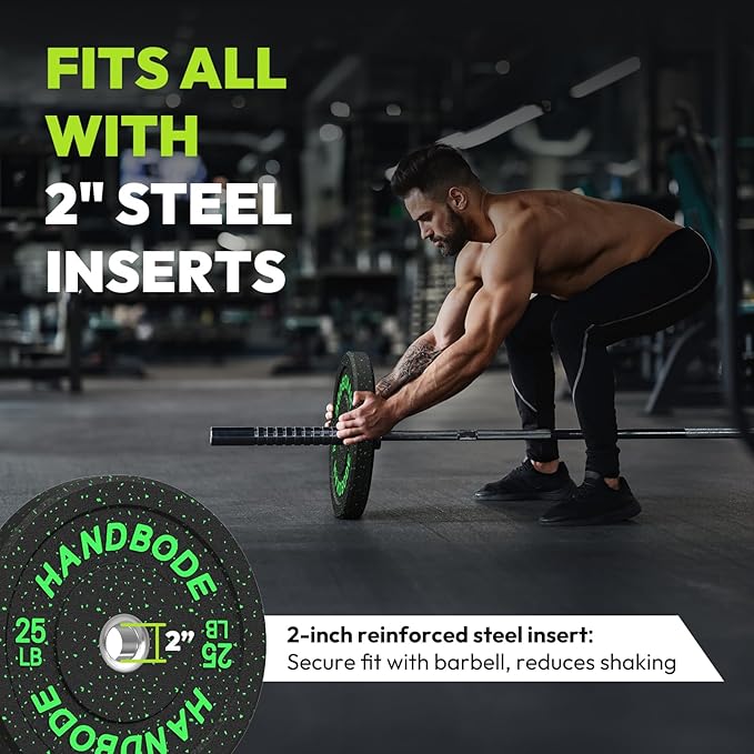 2-Inch Bumper Plates High Bounce, Olympic Weight Plate Set 45/100/160/190/260/300lb, Barbell Weight Plates Set for Home Gym, Colored Weights Rubber Strength Training Plate for Weight Lifting