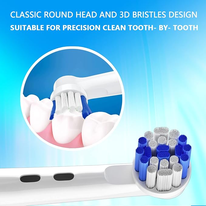 Replacement Brush Heads Fit for Oral B Braun Electric Toothbrushes, 4 Count, Replace for Precision Clean, Round Head for Type 3756 3757 3765 DB4010 etc