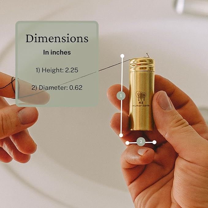 Me Mother Earth Vegan Bamboo Charcoal Dental Floss with Gold Stainless Steel Container, Made with Natural Candelilla Wax, with 30M x2 Floss Refill, Peppermint, Zero Waste Eco Friendly Products