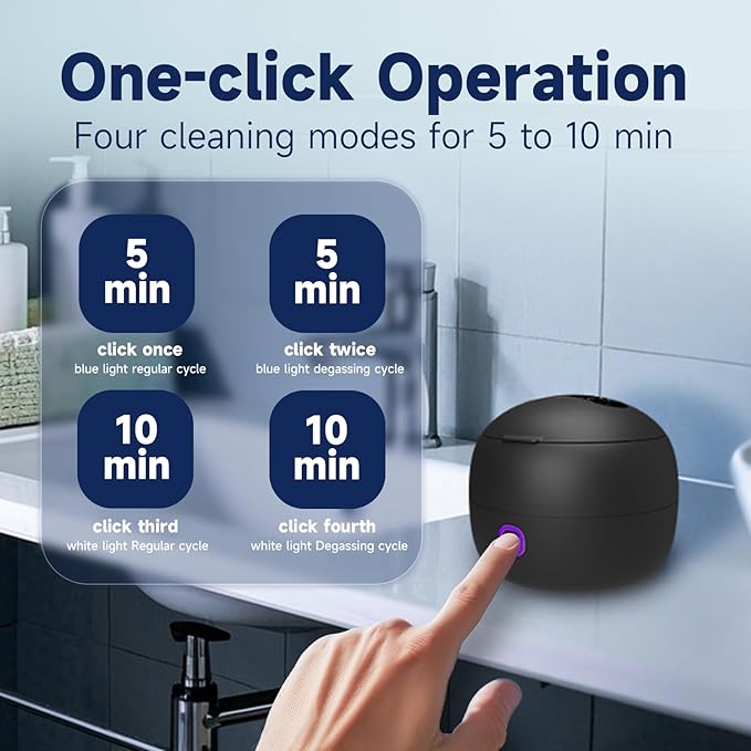 Ultrasonic Retainer Cleaner, 45kHz Retainer Cleaner Machine for Dentures, 4 Mode Dental Cleaning Pod with 200ML Capacity for Retainer Cleaning, Aligner, Mouth Guard, Toothbrush Head, Braces