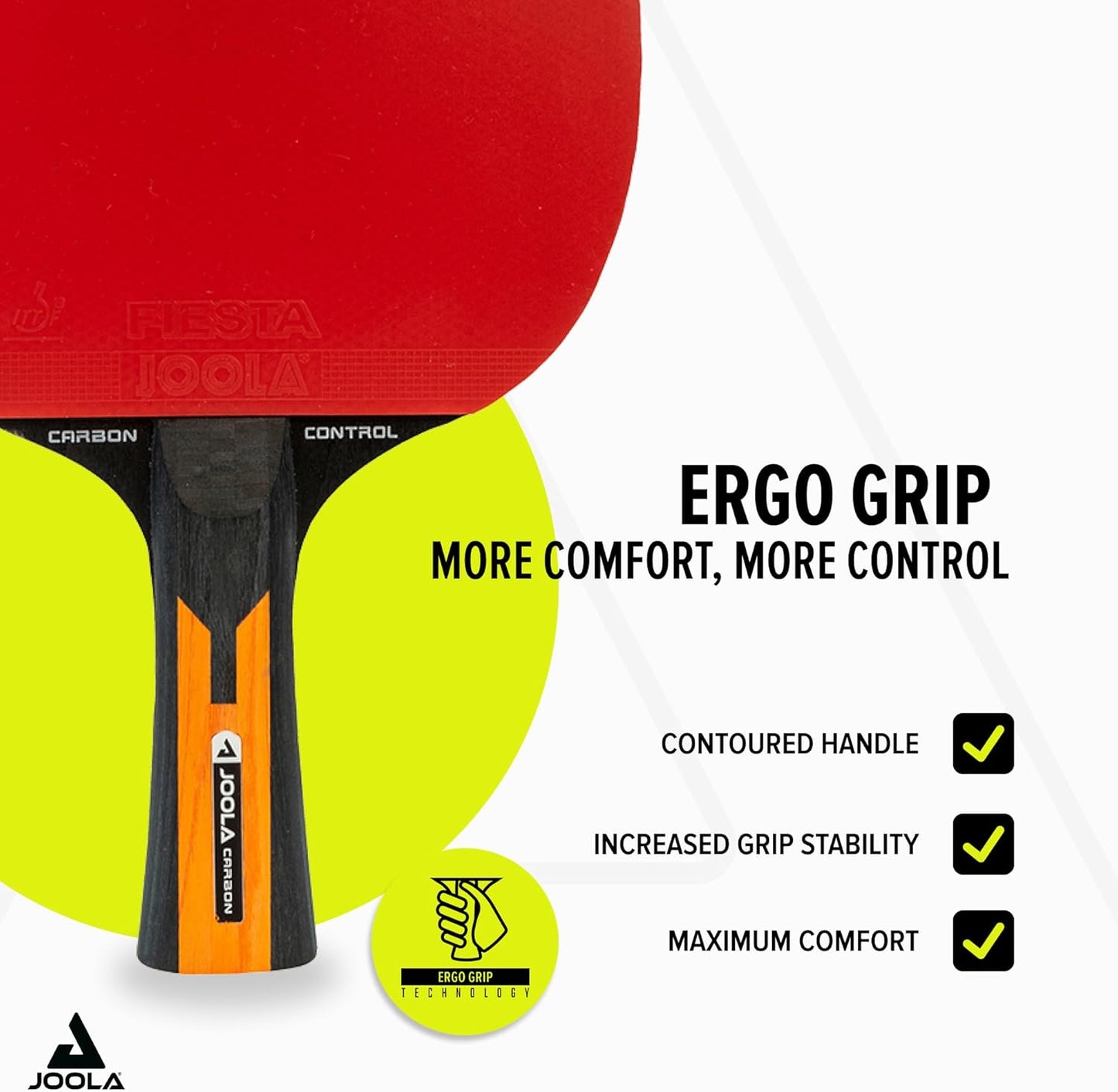 JOOLA Carbon Control Performance Ping Pong Paddles - Ergonomic Grip Handle & Vibration Control - ITTF Approved - Professional Ping Pong Paddle for Advanced Playability - Table Tennis Racket - Red