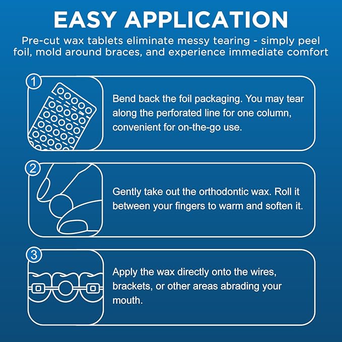 240 Count Orthodontic Wax for Braces, Individual Foil Wrapped for Instant Braces Irritation Relief - Medical Grade, Hypoallergenic & Latex-Free