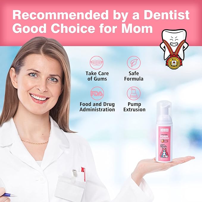 NOHOO Fluoride Free Foam Toothpaste Kids Fruit Flavour,Natural Training Toothpaste for Baby Toddler Children Oral Cleaning and Cavity Protection(Orange + Peach)